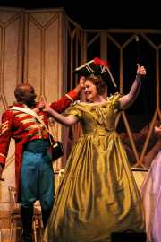 Bass-baritone Frank Ward as Sergeant Sulpice and mezzo-soprano Andrea Coleman as the Marquise, Daughter of the Regiment, Boston Lyric Opera, 2006