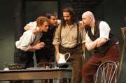 Schaunard (baritone Andrew Garland), Rodolfo (tenor Derek Taylor), Colline (bass-baritone Matthew Burns) and Marcello (baritone Timothy Mix), La Boheme, Boston Lyric Opera, 2007