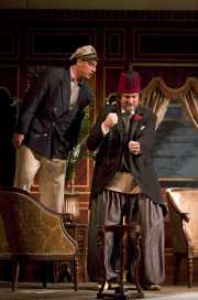Spanish nobleman Belmonte (Norman Reinhardt, tenor) argues with the Pasha’s Turkish watchman, Osmin (David Cushing, bass-baritone), The Abduction from the Seraglio, 2008