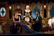 Pasha Selim (Jim Spencer, actor) tempts Konstanze (Mary Dunleavy, soprano) with gifts to win her love, The Abduction from the Seraglio, 2008