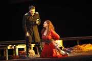 Carmen (mezzo-soprano Dana Beth Miller) swears she will love Don José (tenor John Bellemer) if he releases her from prison., Carmen, Boston Lyric Opera, 2009