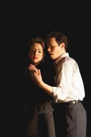 Don Ottavio (tenor Matthew Plenk) pleads with Donna Anna (soprano Susanna Phillips) to put her pain aside and finally marry him, Don Giovanni, Boston Lyric Opera, 2009