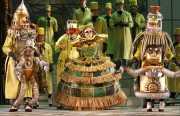 The scientist Spalanzani (tenor Neal Ferreira) shows off his prize creation, the singing and dancing automaton, Olympia (soprano Georgia Jarman), Les contes d’Hoffmann, Boston Lyric Opera, 2009