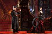 Devlish Dapertutto (baritone Gaétan Laperrière) orders the courtesan Giulietta (soprano Georgia Jarman) to steal Hoffmann’s reflection, Les contes d’Hoffmann, Boston Lyric Opera, 2009