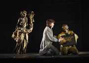 The poet Hoffmann (tenor Gerard Powers) consoles the opera’s composer, Offenbach (tenor Matthew DiBattista) who is killed by his own music. A Muse (Maria Vickers) emerges full of sorrow, Les contes d’Hoffmann, Boston Lyric Opera, 2009