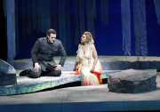 The Prince (tenor Bryan Hymel) senses Rusalka’s (soprano Marquita Lister) presence and love, although the water nymph is invisible to him, Rusalka, Boston Lyric Opera, 2009