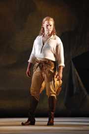 The Greek god Bacchus (tenor Brandon Jovanovich) arrives on Naxos to rescue Ariadne from her misery., Ariadne auf Naxos, Boston Lyric Opera, 2010