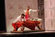 Nerone (Countertenor David Trudgen) startles Poppea (Soprano Kathleen Kim) in her bedroom. Photo taken at final dress rehearsal of BLO’s Agrippina by Jeffrey Dunn for Boston Lyric Opera © 2011