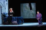 Agrippina (Soprano Caroline Worra) plays upon the affections of Narciso (Countertenor José Álvarez). Photo taken at final dress rehearsal of BLO’s Agrippina by Jeffrey Dunn for Boston Lyric Opera © 2011