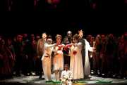 The final scene of Boston Lyric Opera’s Macbeth. Richard Crawley (Macduff), Darren K. Stokes (Banquo), John Irvin (Malcolm), Domenico Mastrototoro (Duncan), Louise Hamill (Lady Macduff), Carter Scott (Lady Macbeth), with Elijah Jean-Pierre (Fleance) and members of the BLO Chorus., Macbeth, Boston Lyric Opera, 2011