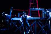 The cast of The Lighthouse. Christopher Burchett (Officer 2/Blazes), David Cushing (Officer 3/Arthur/Voice of the Cards), and John Bellemer (Officer 1/Sandy), The Lighthouse, Boston Lyric Opera, 2011