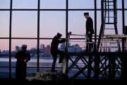 The cast of The Lighthouse. Christopher Burchett (Officer 2/Blazes), David Cushing (Officer 3/Arthur/Voice of the Cards), and John Bellemer (Officer 1/Sandy), The Lighthouse, Boston Lyric Opera, 2011