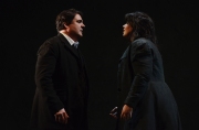 (l.-r.) Boris (Raymond Very) and Kátya (Elaine Alvarez) meet secretly outside the confines of Katya’s oppressive household in Boston Lyric Opera’s production of Kátya Kabanová, composed by Leoš Janáček. 2015