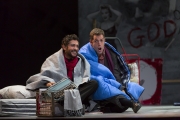 (l.-r.) Rodolfo (Jesus Garcia) and Marcello (Jonathan Beyer) lament the life of talented young artists in 1960s Paris in Boston Lyric Opera’s new production of “La Bohème,” directed by Rosetta Cucchi in her U.S. debut and running Oct 2-11 at the Citi Performing Arts Center Shubert Theatre in Boston