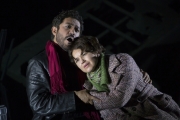 (l.-r.) Rodolfo (Jesus Garcia) and Mimi (Kelly Kaduce) reunite in the face of her failing health in Boston Lyric Opera’s new production of “La Bohème,” directed by Rosetta Cucchi in her U.S. debut and running Oct 2-11 at the Citi Performing Arts Center Shubert Theatre in Boston
