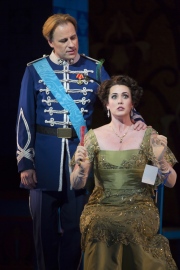 John Tessier, as Camille de Rosillon, and Chelsea Basler, as Valencienne Zeta, in Boston Lyric Opera’s new production of The Merry Widow running April 29-May 8 at the Citi Shubert Theater.