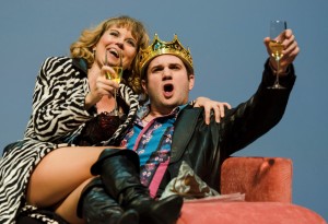Amanda Crider (l.) and Marcus Farnsworth celebrate their success -- and their erotic compatibility -- in the Boston Lyric Opera production of Mark Anthony Turnage’s GREEK, running Nov 16-20 at the Emerson/Paramount Center.