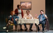 (l.-r.) Amanda Crider, Caroline Worra, Christopher Burchett and Marcus Farnsworth as a “normal” 1980s family in East End London in the Boston Lyric Opera production of Mark Anthony Turnage’s GREEK, running Nov 16-20 at the Emerson/Paramount Center.