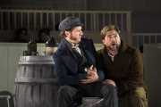 BETTER TIMES -- (l.-r.) Burke (Jesse Blumberg) and Hare (Craig Colclough) imagine growing their business in Boston Lyric Opera’s world premiere production of THE NEFARIOUS, IMMORAL BUT HIGHLY PROFITABLE ENTERPRISE of MR. BURKE and MR. HARE by composer Julian Grant and librettist Mark Campbell. Runs Nov 8-12; details at BLO.org.