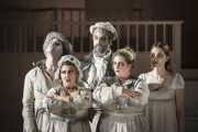 VICTIMS -- (l.r.) The five victims of Burke & Hare – Daft Jamie (Michael Slattery), Abigail Simpson (Marie McLaughlin), Donald (David Cushing), Madge Docherty (Antonia Tamer), and Mary Paterson (Emma Sorenson), return to haunt the people responsible for their untimely deaths in Boston Lyric Opera’s world premiere production of THE NEFARIOUS, IMMORAL BUT HIGHLY PROFITABLE ENTERPRISE of MR. BURKE and MR. HARE by composer Julian Grant and librettist Mark Campbell. Runs Nov 8-12; details at BLO.org.