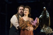 Cavaradossi (Jonathan Burton) assures Tosca (Elena Stikhina) that he loves her in the Boston Lyric Opera production of TOSCA, running Oct 13-22 at the Cutler Emerson Majestic Theater. Tickets BLO.org.