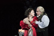 Tosca (Elena Stikhina) submits to Scarpia to save the life of her true love in the Boston Lyric Opera production of TOSCA, running Oct 13-22 at the Cutler Emerson Majestic Theater. Tickets BLO.org.