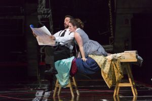 Susanna (Emily Birsan) and Figaro (Evan Hughes) in Boston Lyric Opera’s new production of “The Marriage of Figaro” running through May 7 at John Hancock Hall