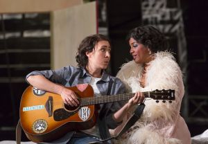 Countess Almaviva (Nicole Heaston) and the young male page Cherubino (Emily Fons, in one of opera’s most famous cross-gender “trouser roles”) in Boston Lyric Opera’s new production of “The Marriage of Figaro” running through May 7 at John Hancock Hall