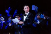 After becoming a London sensation for his carousing and celebrity marriage to Baba the Turk, Tom Rakewell (Ben Bliss) finds himself a paparazzi sensation in Boston Lyric Opera’s new production of Stravinsky’s THE RAKES PROGRESS, running through March 19 at the Emerson Majestic Theater