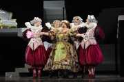 Michelle Trainor, as Berta, the governess in Bartolo’s home, finishes her lament on loneliness with a smile, surrounded by  in Boston Lyric Opera’s new production of THE BARBER OF SEVILLE, directed by Rosetta Cucchi.