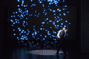 – In a fantasy sequence, Arnold Schoenberg (Omar Ebrahim) conducts music as if it were a finale to a film of his life, in Boston Lyric Opera’s World Premiere SCHOENBERG IN HOLLYWOOD by composer Tod Machover and librettist Simon Robson.