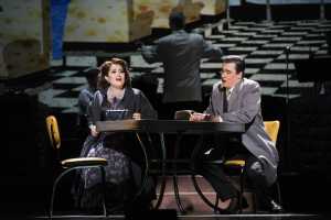 Heather Johnson as “Dinah” and Marcus DeLoach as “Sam” lament their withering marriage in Boston Lyric Opera’s TROUBLE IN TAHITI/ARIAS AND BARCAROLLES, playing thru May 20.  Tickets www.BLO.org