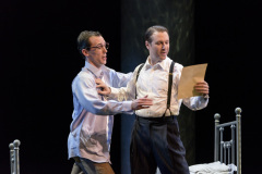 Hawkins Fuller (Jesse Blumberg, r.) teases Timothy Laughlin (Jesse Darden l.) about his letter home in Boston Lyric Opera’s production of “Fellow Travelers,” playing Nov. 13-17 at the Emerson Paramount Center.