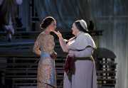 Nurse Bianca (Margaret Lattimore, r.) consoles Lucretia (Kelley O’Connor) who pines for her husband Collatinus in Boston Lyric Opera’s production of “The Rape of Lucretia” March 11-17 at Artists for Humanity EpiCenter