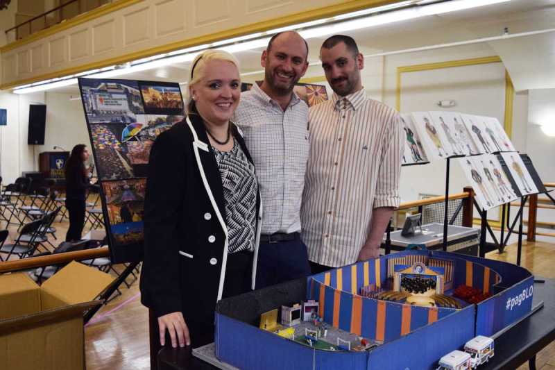 Julia Noulin-Merat, David Lefkowich, and Charles Neumann (artistic staff for Boston Lyric Opera's 2019 production of Pagliacci) pose for a photo.