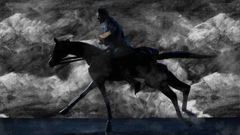 William on horse with storm | Boston Lyric Opera's 2021 Operabox.tv production of The Fall of the House of Usher