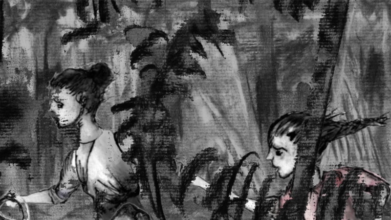 Luna and her mother flee | Boston Lyric Opera's 2021 Operabox.tv production of The Fall of the House of Usher
