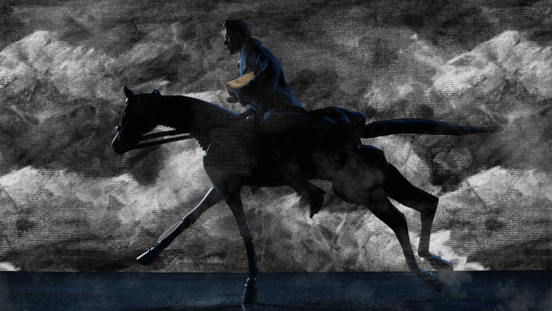 William on horse with storm | Boston Lyric Opera's 2021 Operabox.tv production of The Fall of the House of Usher
