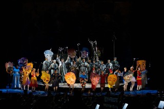 A crowded street scene in BLO's La boheme