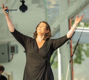Chelsea Basler at the inaugural performance at the MFA.