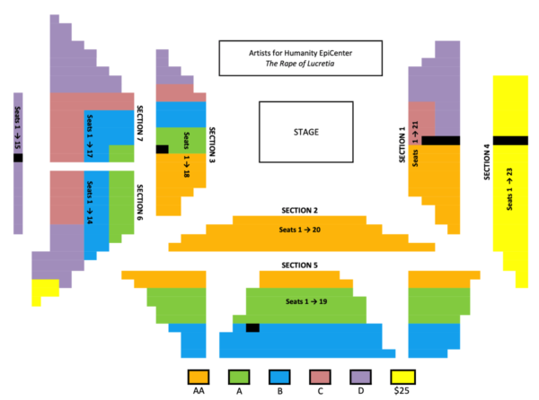 Seating chart (non-Sunday) for THE RAPE OF LUCRETIA, Boston Lyric Opera, MAR 11-17, 2019