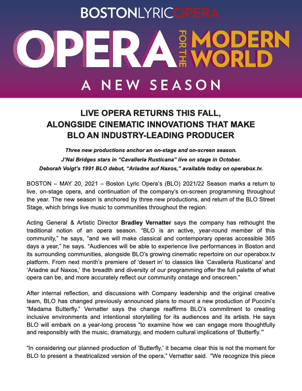 LIVE OPERA RETURNS THIS FALL, ALONGSIDE CINEMATIC INNOVATIONS THAT MAKE BLO AN INDUSTRY-LEADING PRODUCER